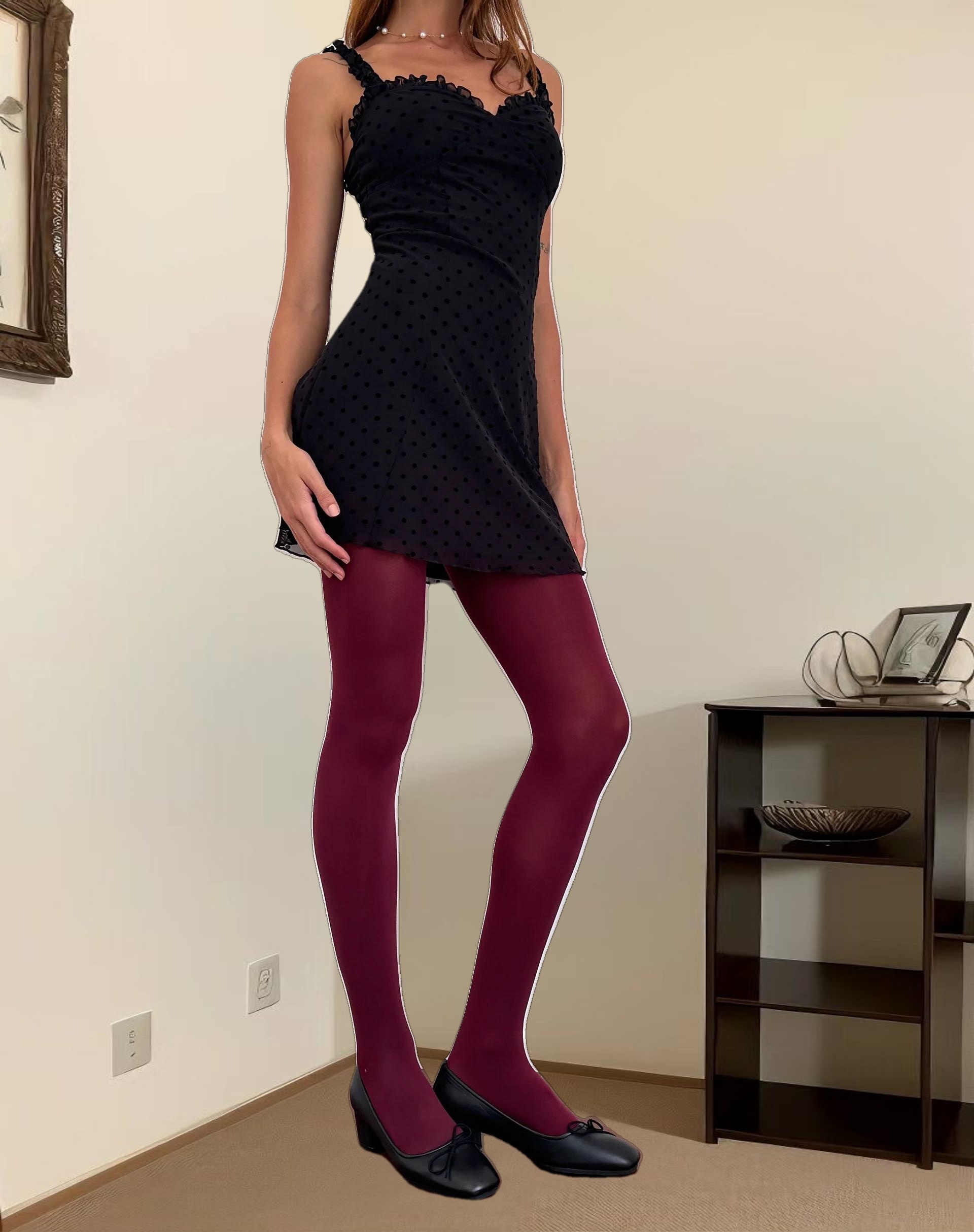 Trisha Mini Dress in Polka Black Flock
