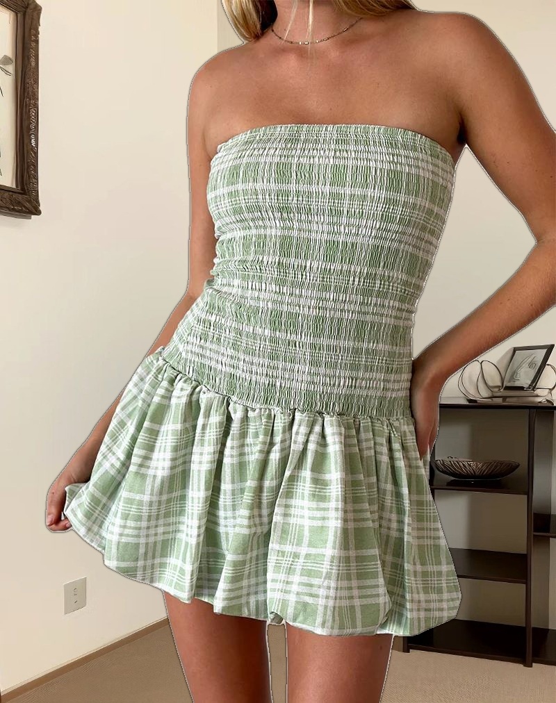 Tilikum Mini Dress in Table Cloth Neo Mint