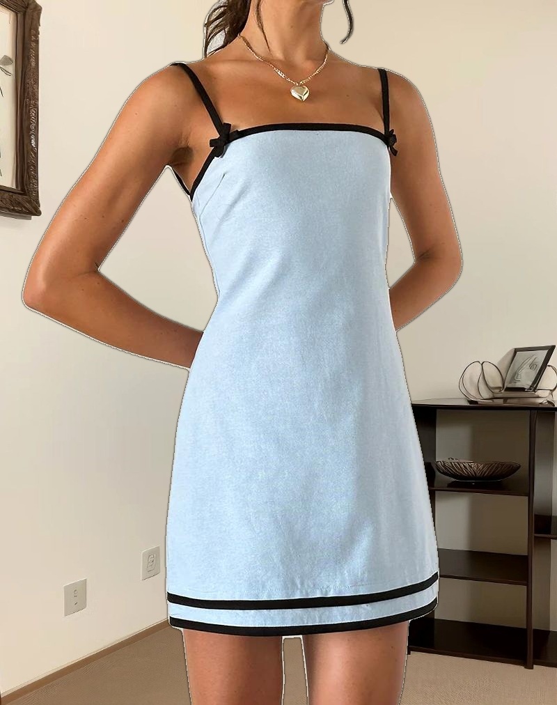 Plasina Mini Dress in Linen Blue