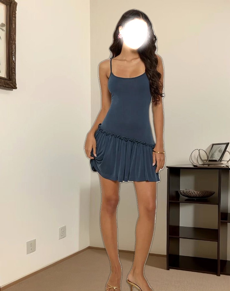 Suvi Cami Mini Dress in Ocean Storm