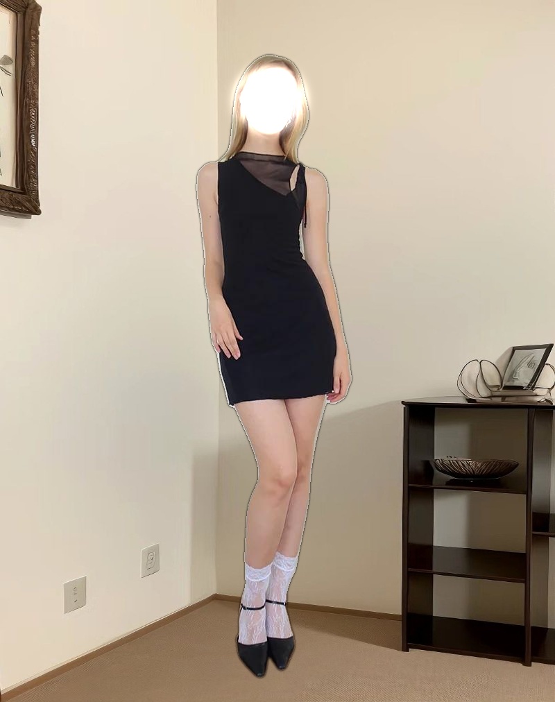 Masita Asymmetric Mini Dress in Black