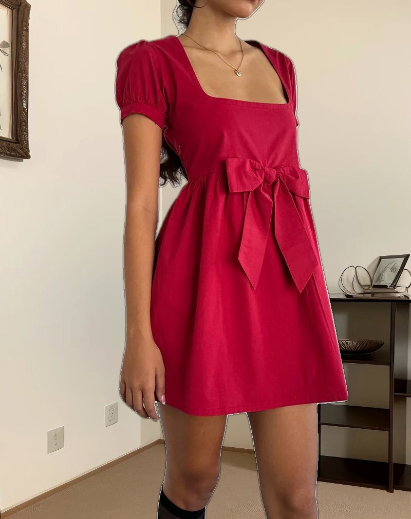 Leshiana Mini Dress in Poplin Adrenaline Red