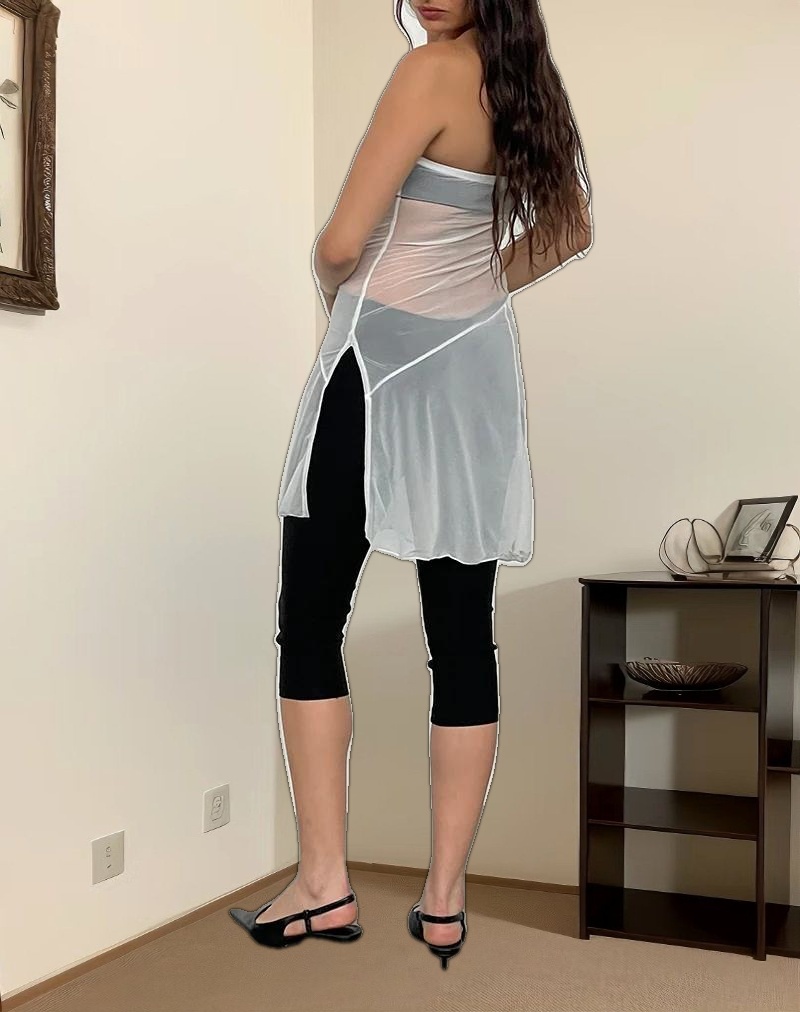 Gretchen Bandeau Mini Dress in Sheer Cream