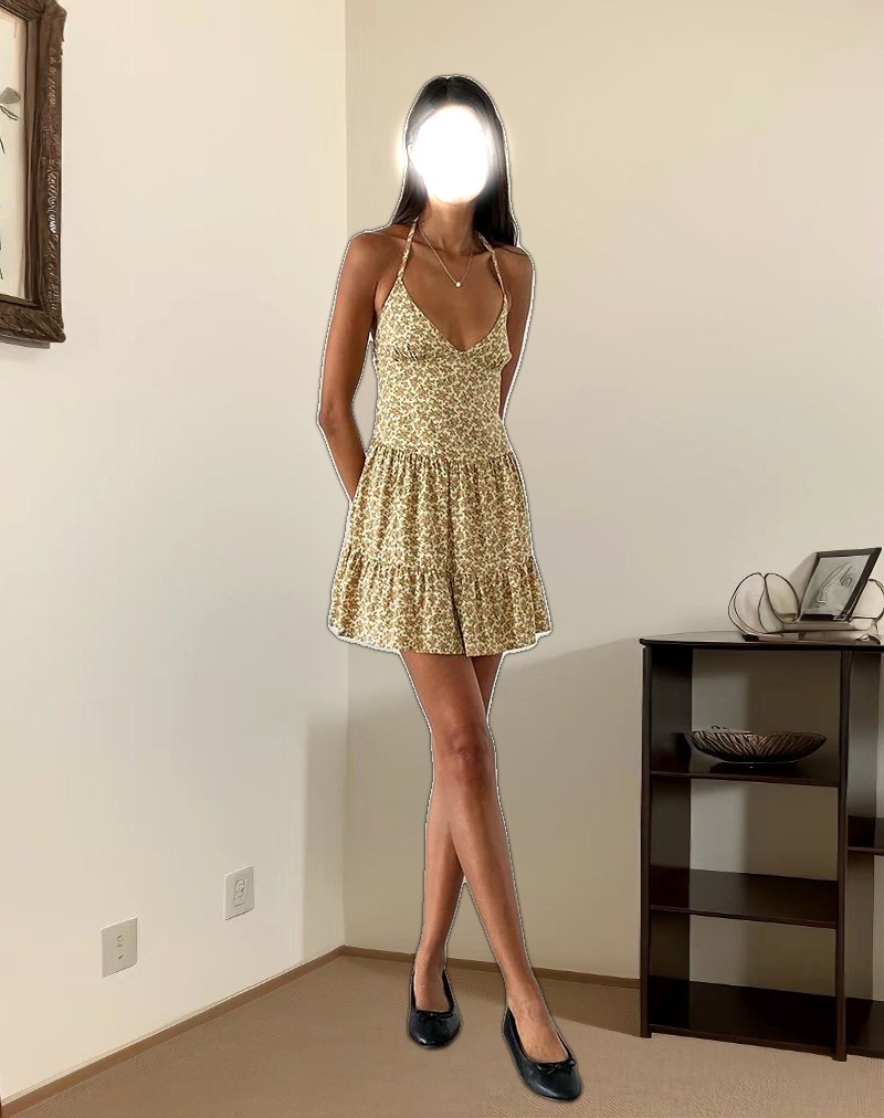 Siskana Mini Dress in Washed Ditsy