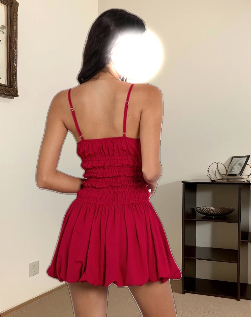 Rasmil Bubble Mini Dress in Adrenaline Red