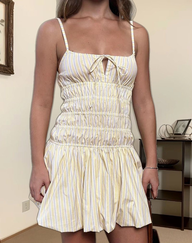 Rasmil Mini Dress in Candy Stripe Yellow