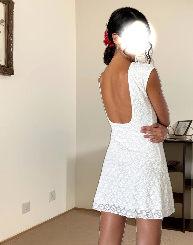 Ambu Mini Dress in Floral Lace Ivory