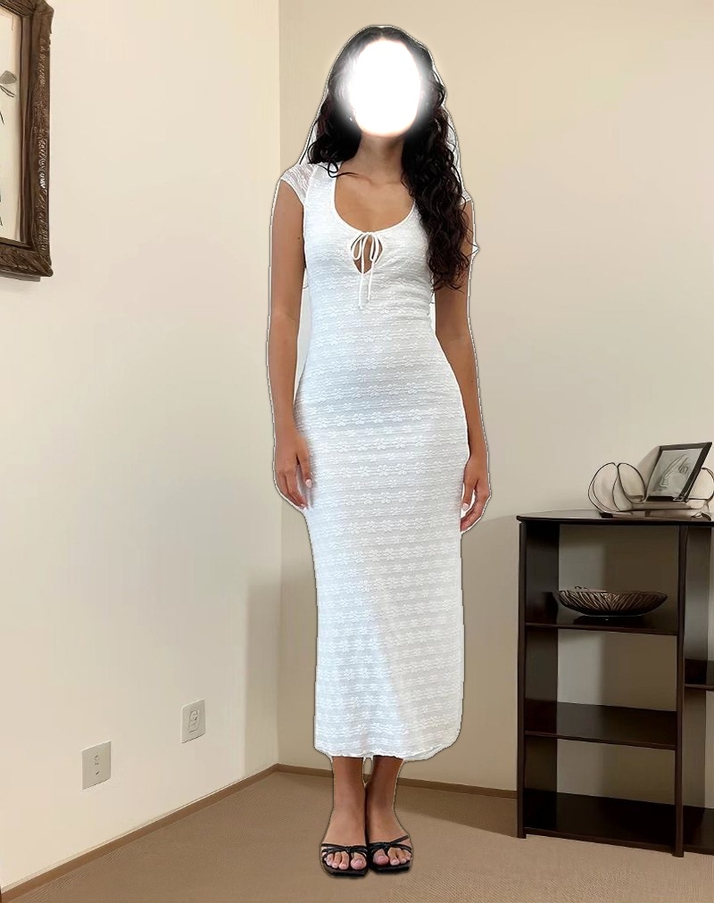 Labuan Maxi Dress in Celosia Lace White