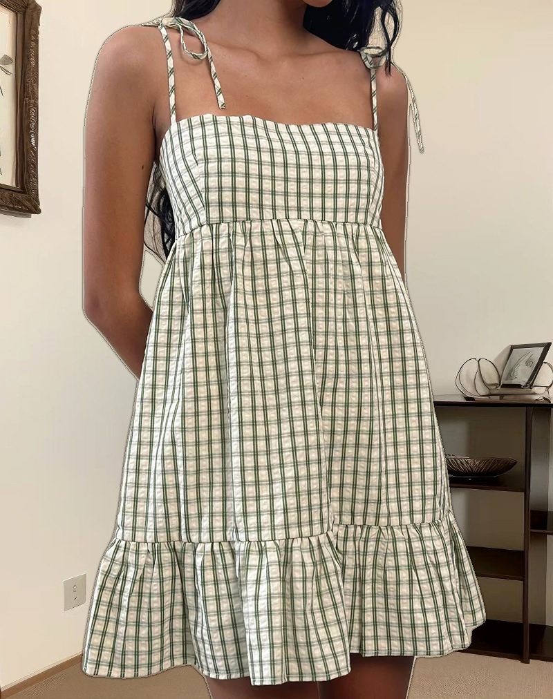 Nikita Mini Dress in Green Check