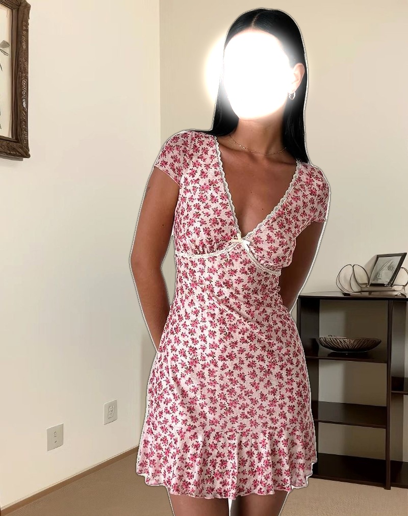 Ginevra Dress in Gardenia Romantic with Lace Trim