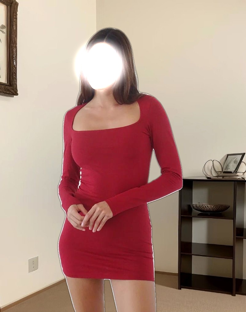 Janjisu Bodycon Mini Dress in Adrenaline Red