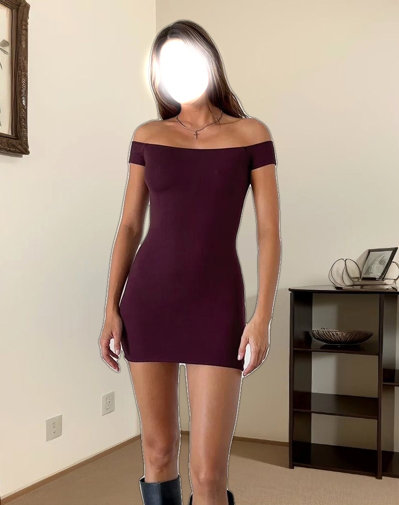 Ciya Mini Dress in Thick Rib Oxblood