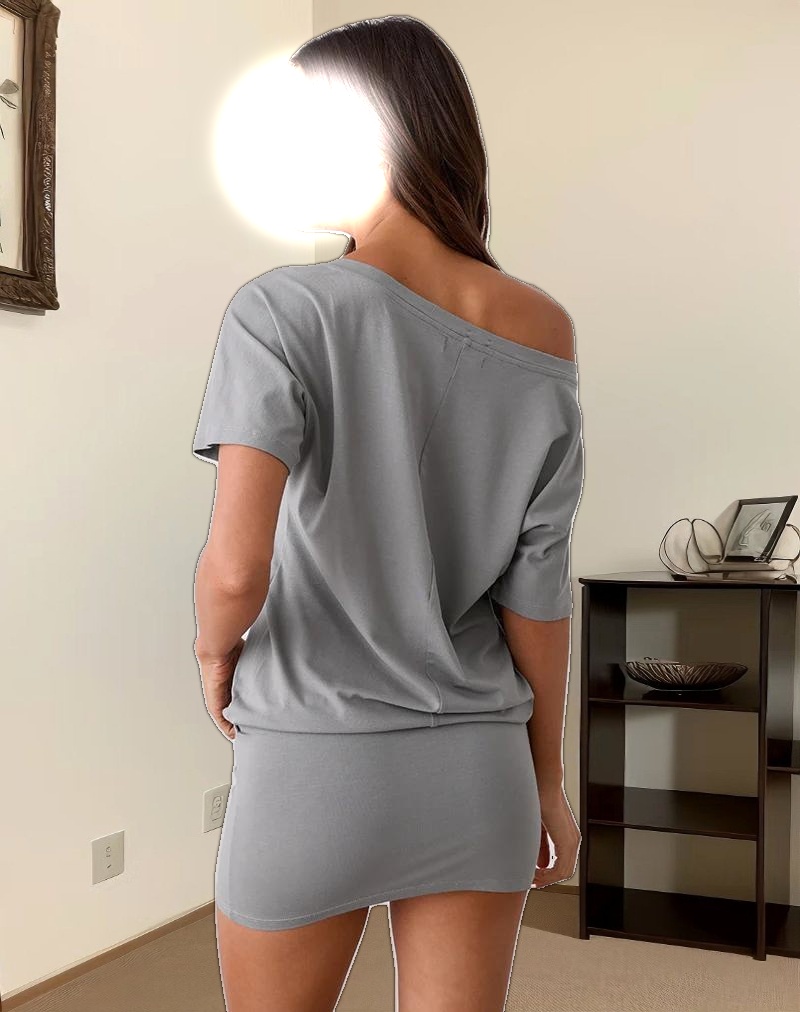 Edwina Off The Shoulder Mini Dress in Grey