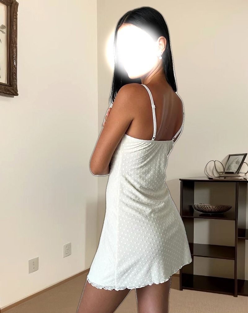 Mevila Cami Mini Dress in Ivory Polka Flock