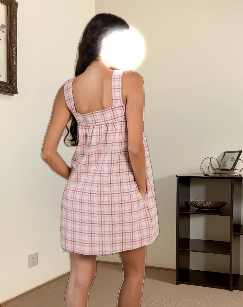 Sanlia Mini Dress in Basic Tartan Pink