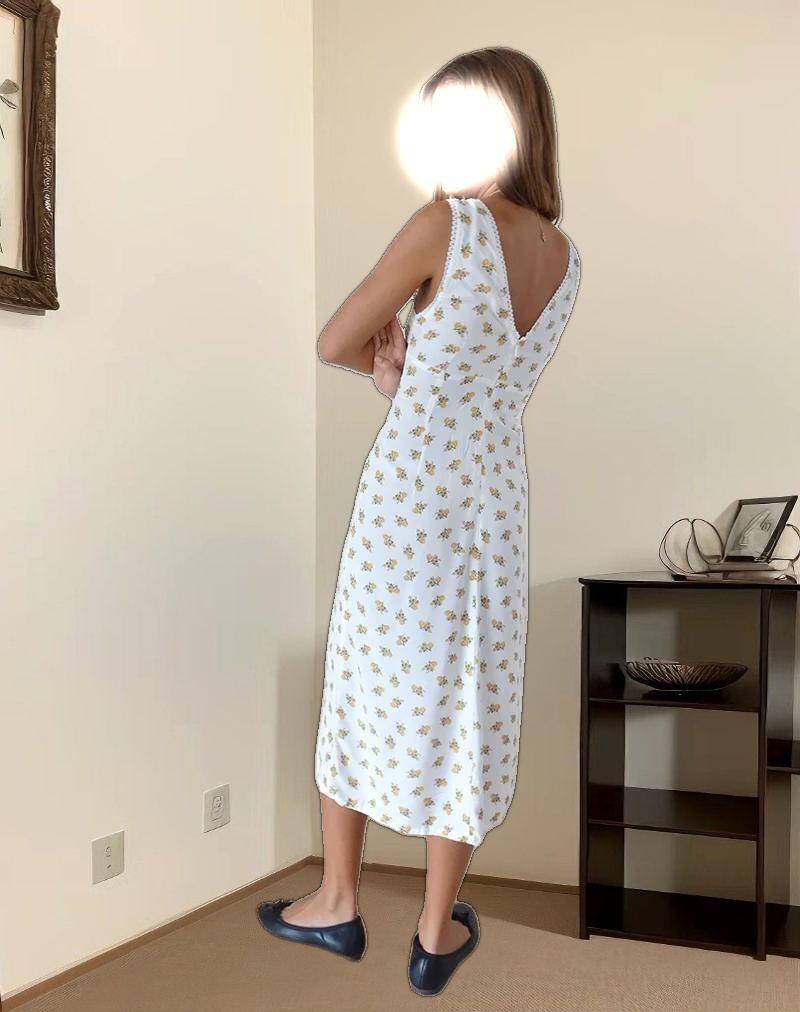 Lavisha Midi Dress in Funshine Floral Off White