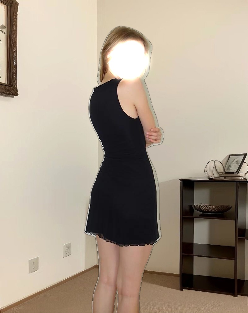 Masita Asymmetric Mini Dress in Black