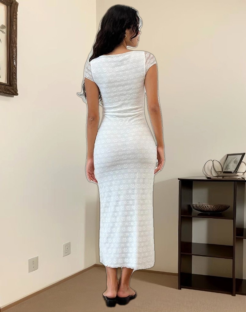 Labuan Maxi Dress in Celosia Lace White