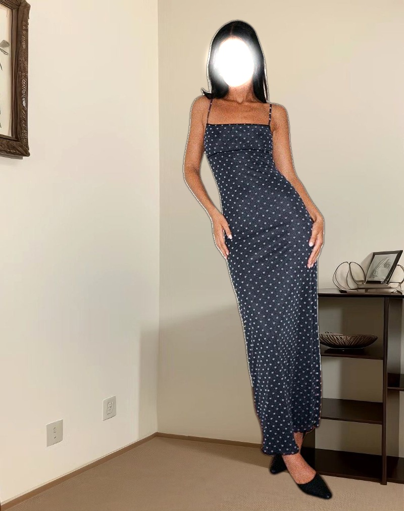 Darsih Maxi Dress in Heart Flock Navy and Yellow