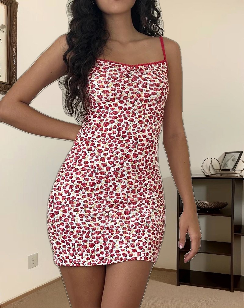 Gracias Mini Dress in Strawberry 2023 Print