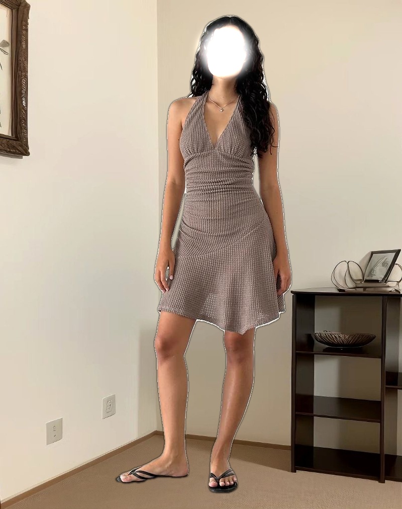 Yelena Halter Dress in Light Taupe