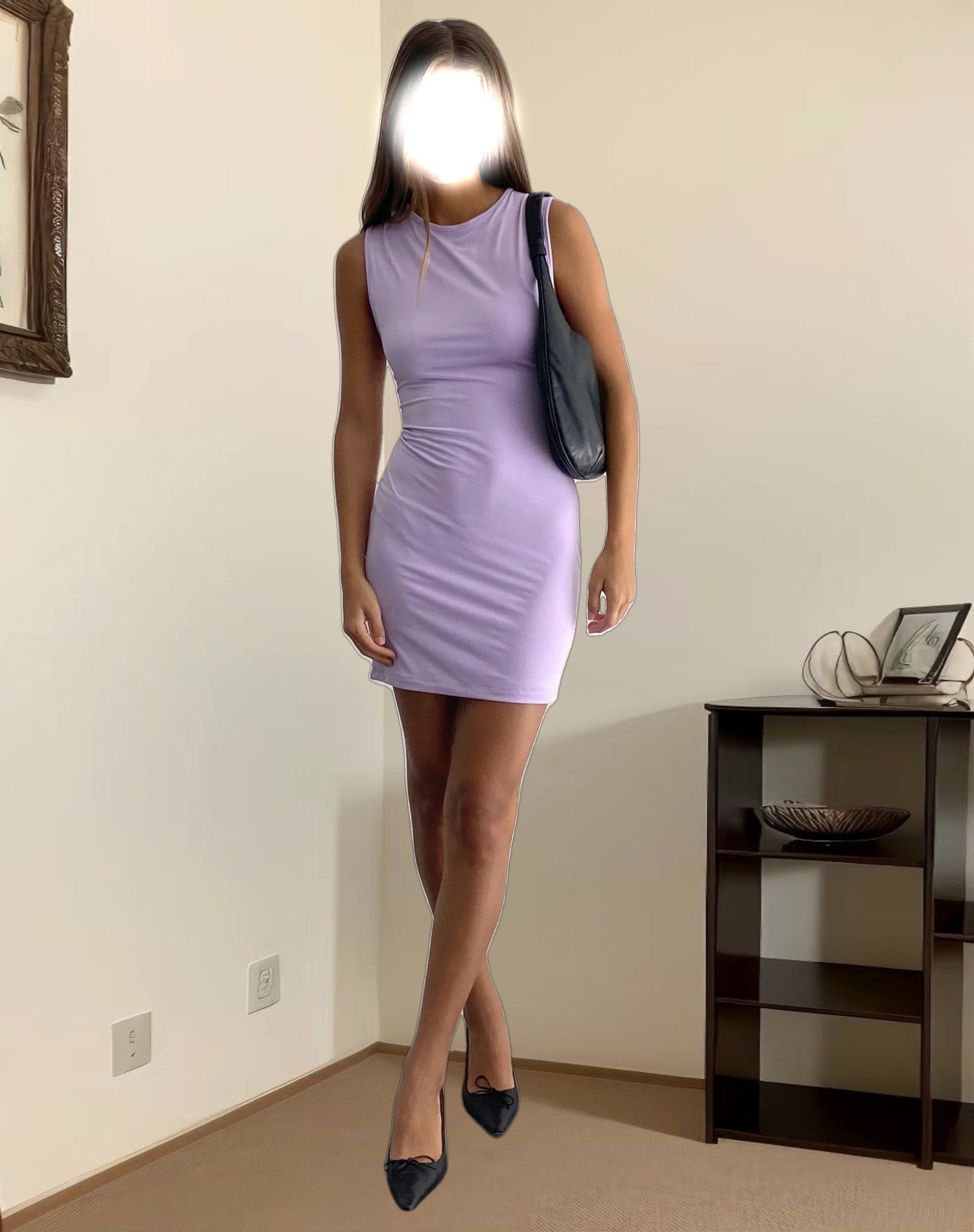 Gleny Racer Neck Bodycon Mini Dress in Slinky Lilac