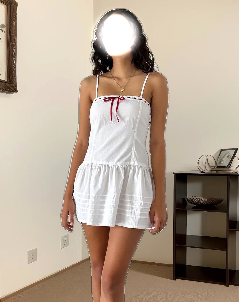 Dhilla Mini Dress in White Poplin