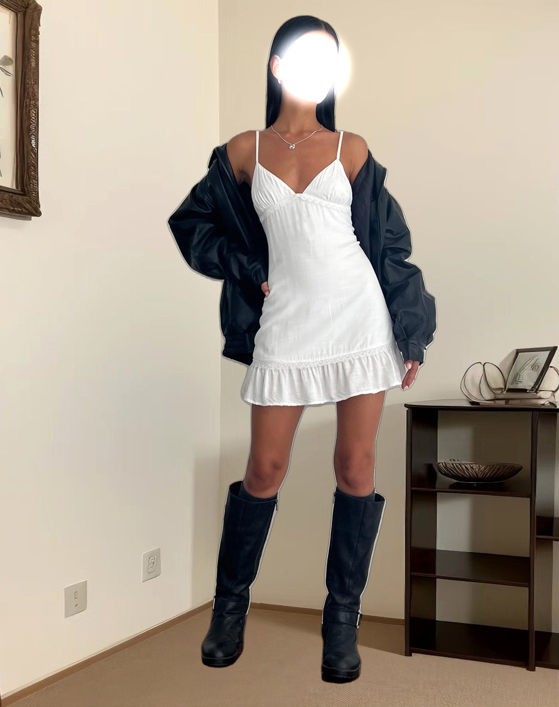 Tavita Frill Mini Dress in White