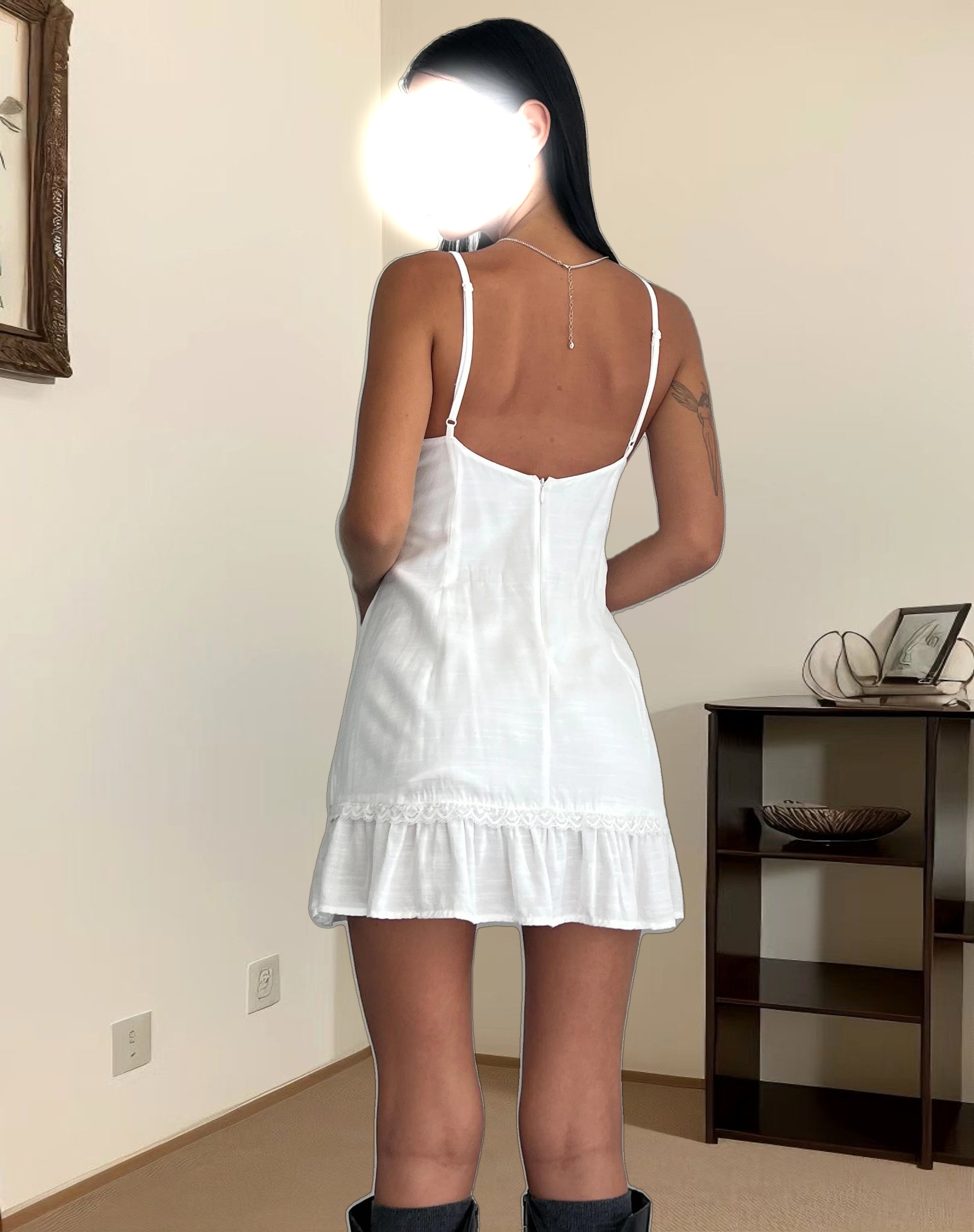 Tavita Frill Mini Dress in White