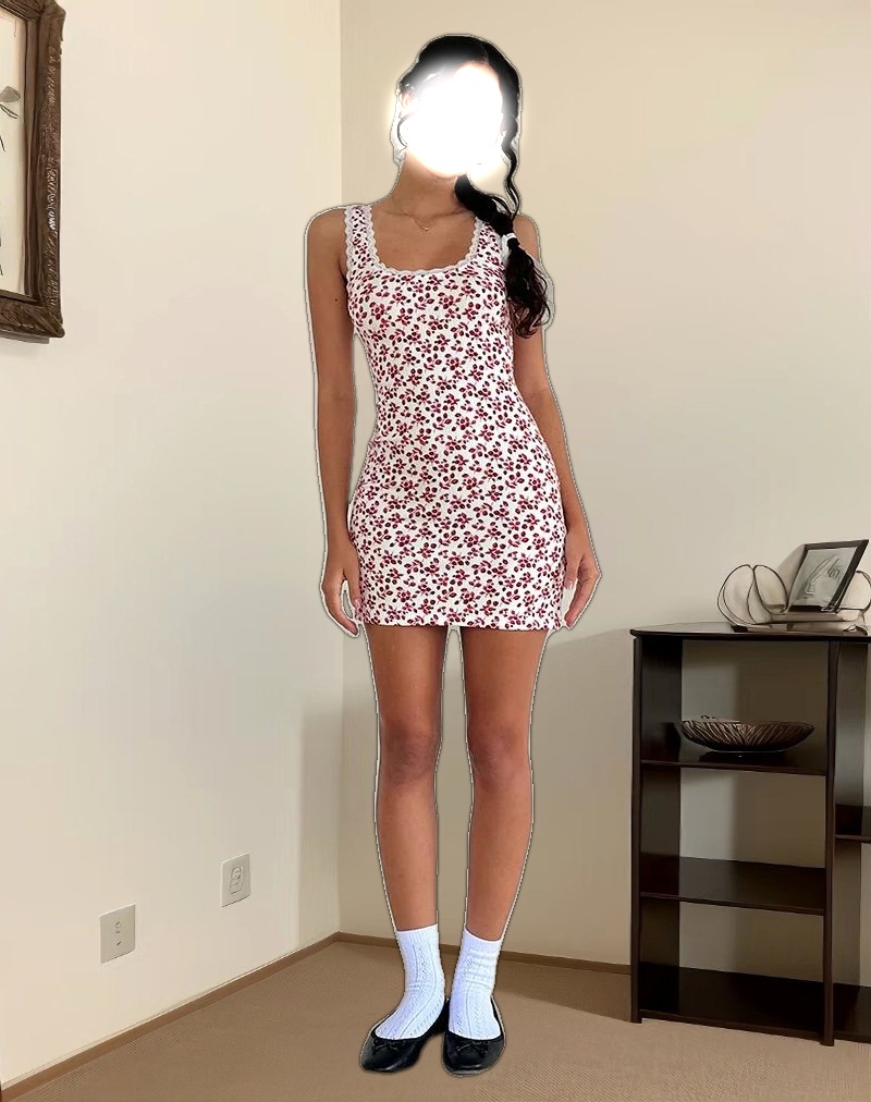 Camina Dress in Summer Strawberry Off White