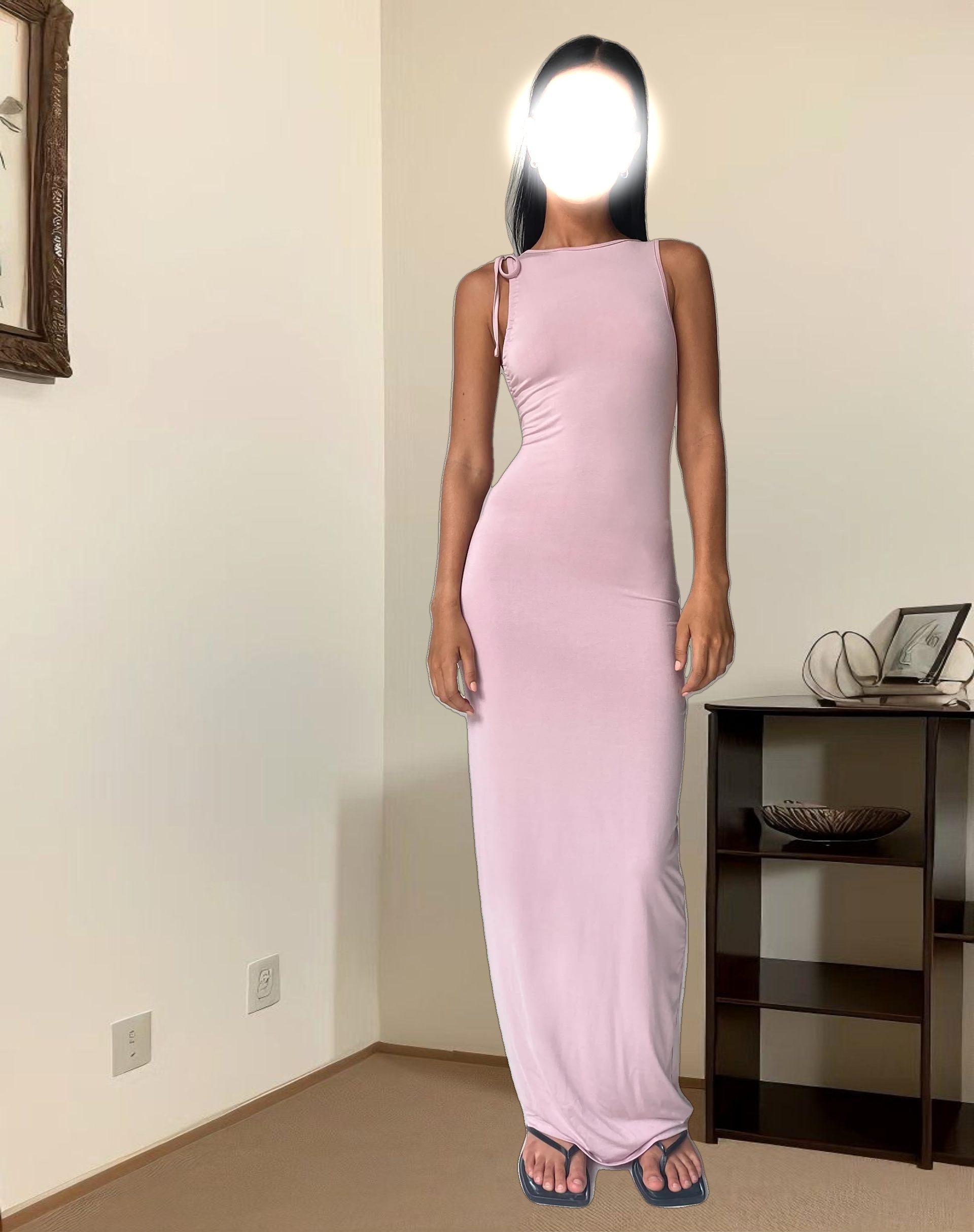 Elinor Maxi Dress in Slinky Baby Pink