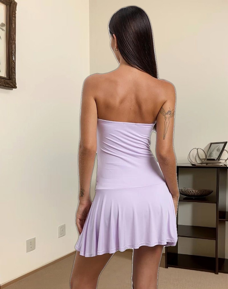 Yasmin Bandeau Mini Dress in Slinky Lilac