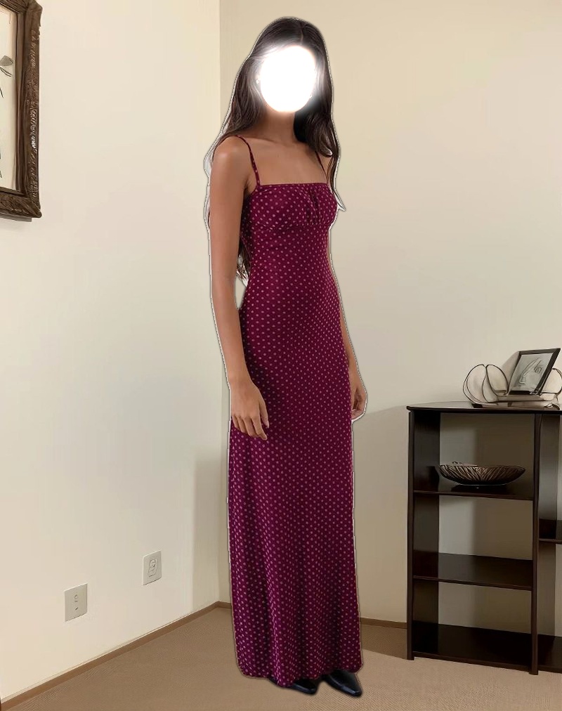 Darsih Maxi Dress in Basic Polka Flock Berry