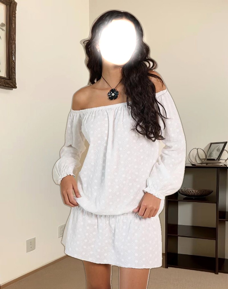 Melisandre Mini Dress in Broderie Ivory