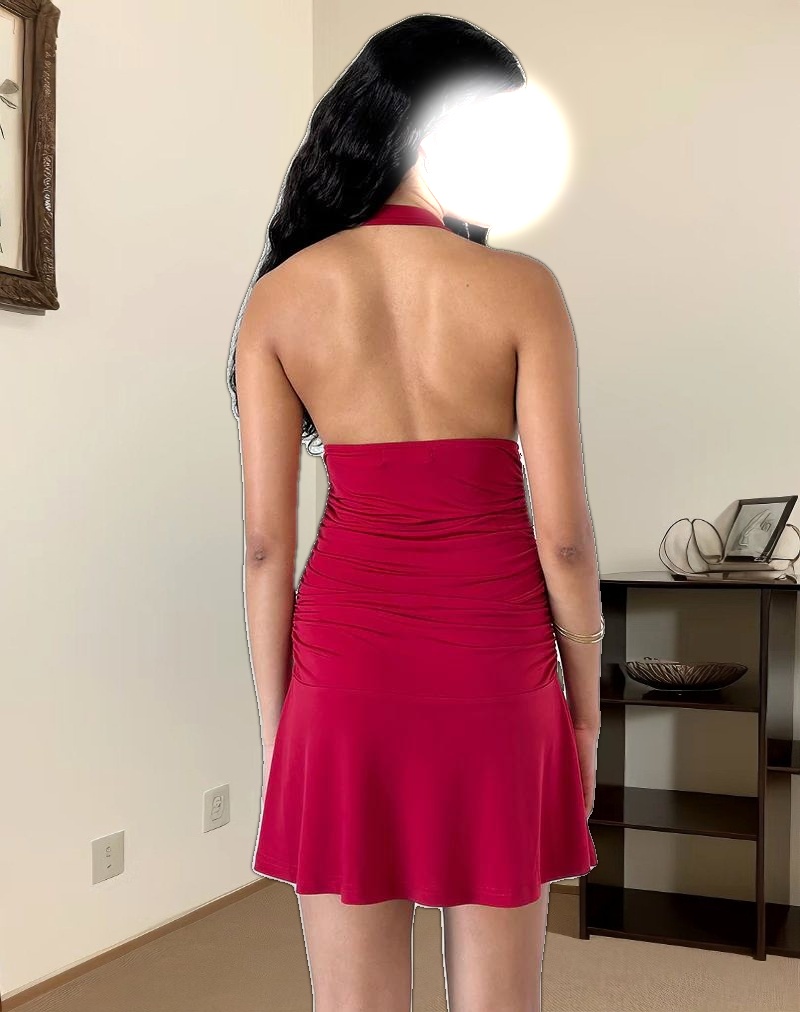 Carey Mini Dress in Lycra Slinky Red