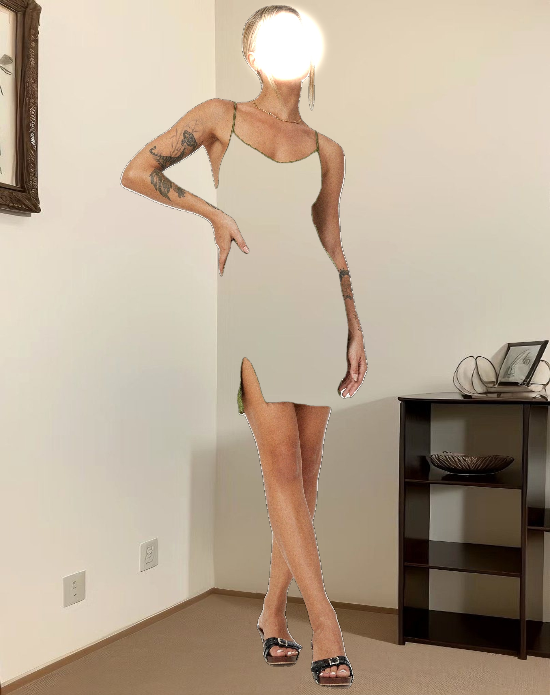 Coti Bodycon Dress in Rose Flock Loden Green