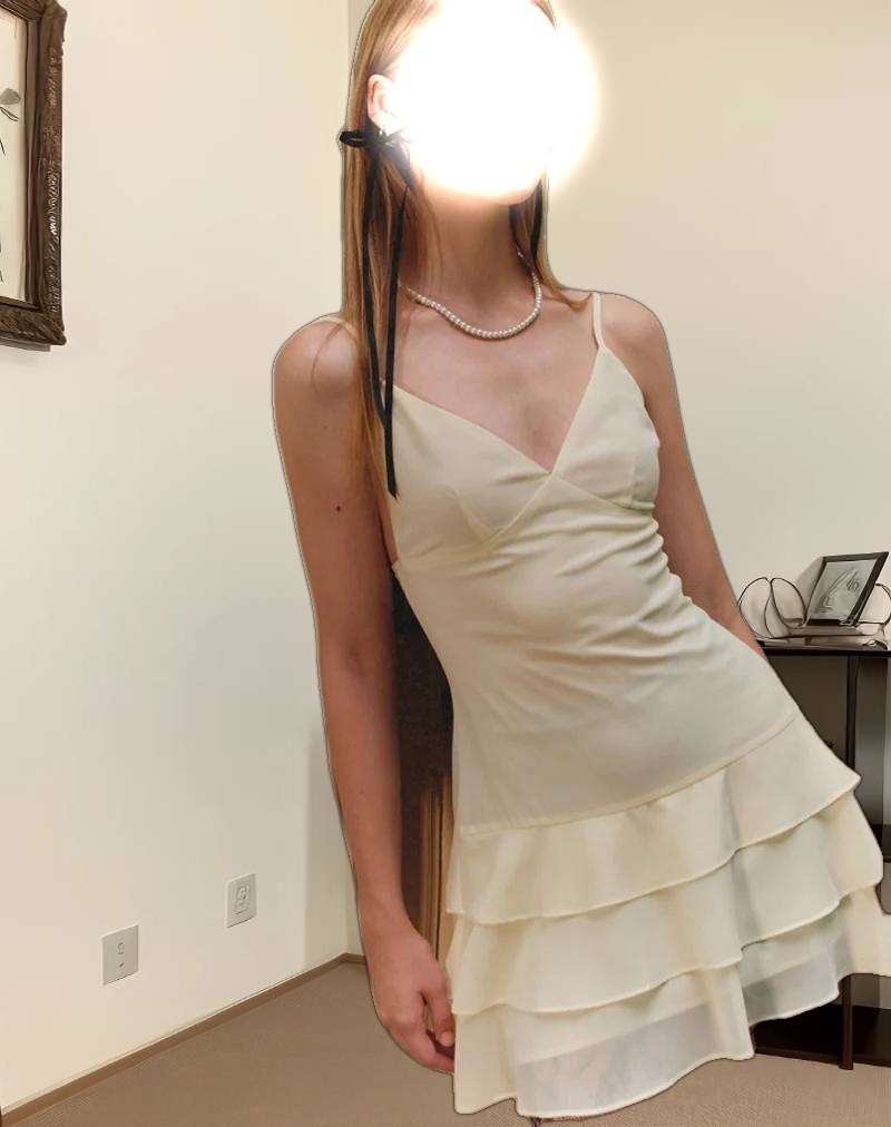 Riasi Mini Dress in Chiffon Ivory