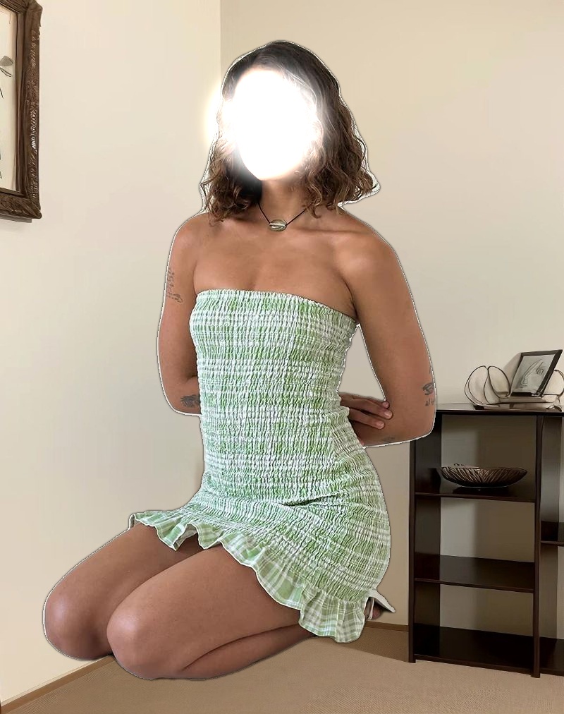 Takiyo Mini Dress in Table Cloth Neo Mint