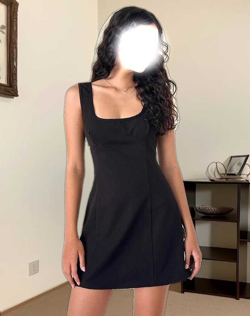 Irinel Bow Back Mini Dress in Black