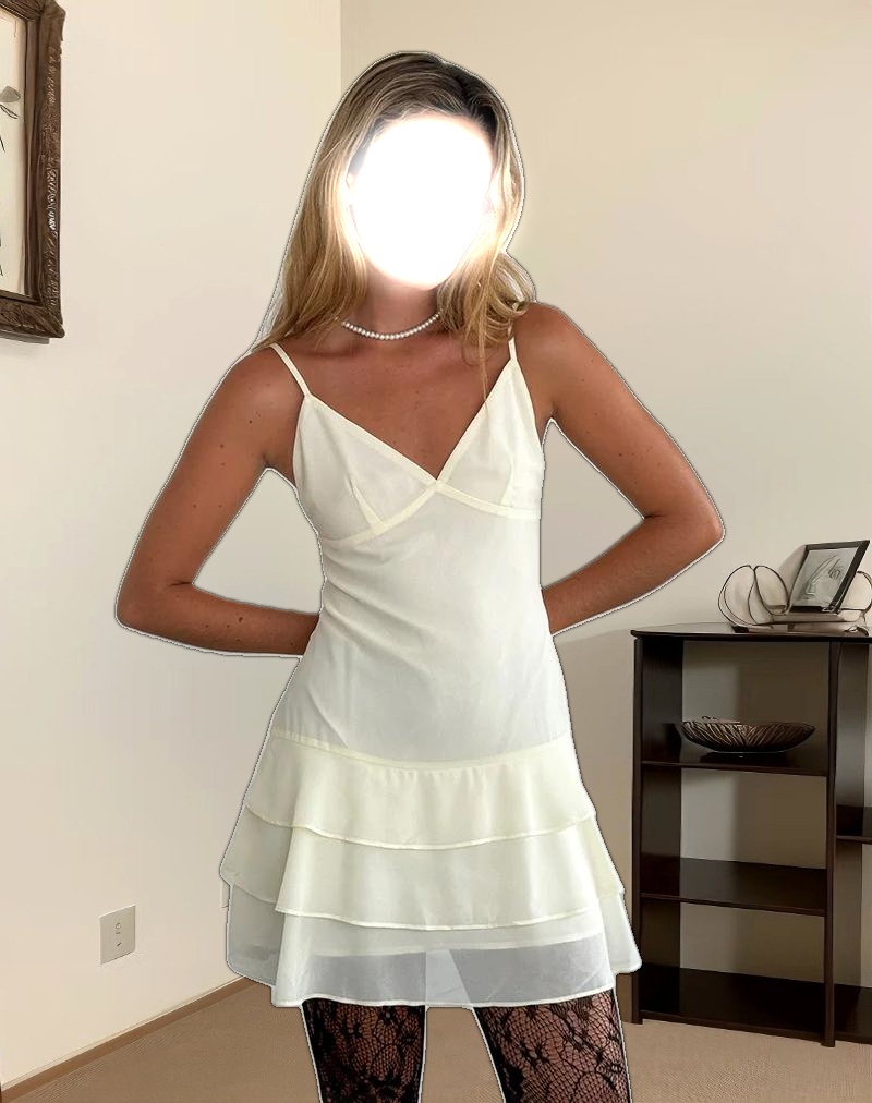 Riasi Mini Dress in Chiffon Ivory