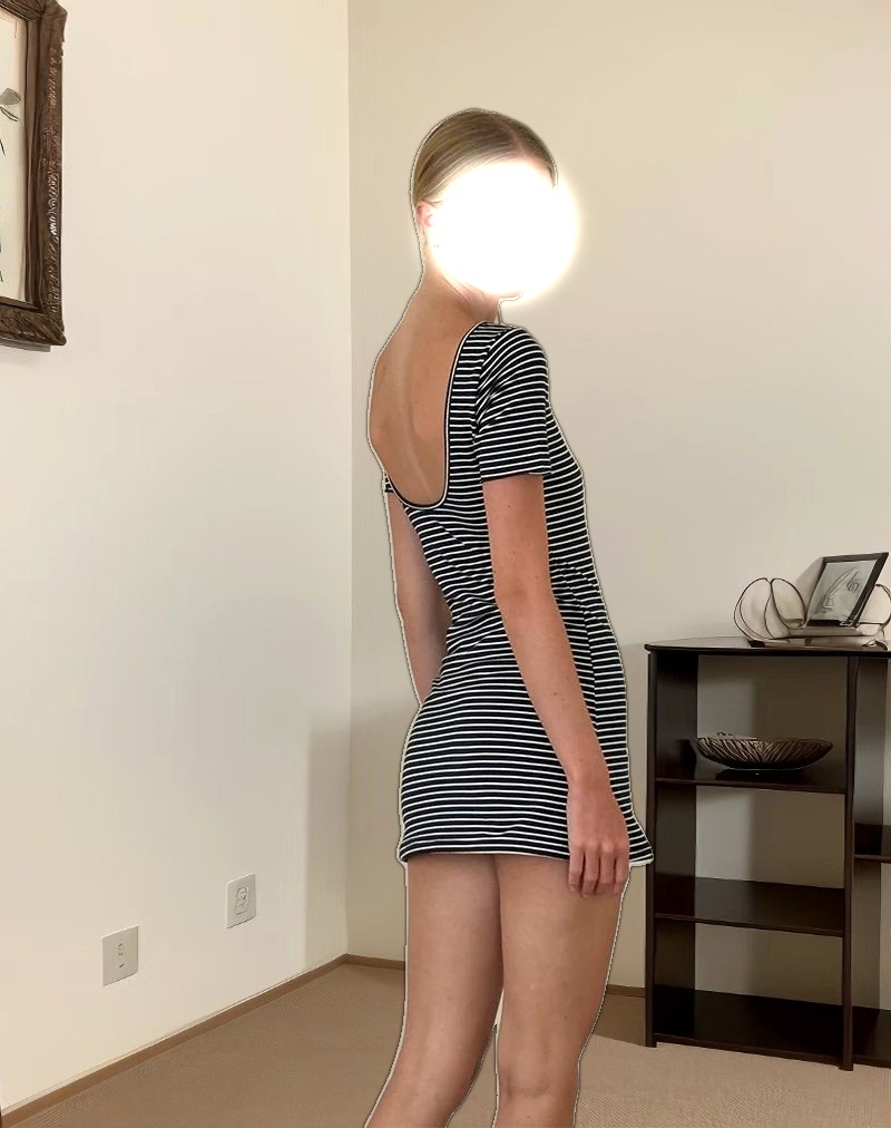 Roswitha Mini Dress in Navy with White Stripe