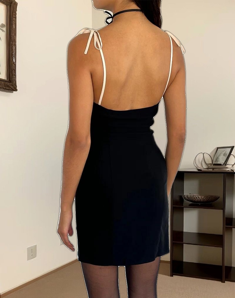 Daruka Mini Dress in Satin Black