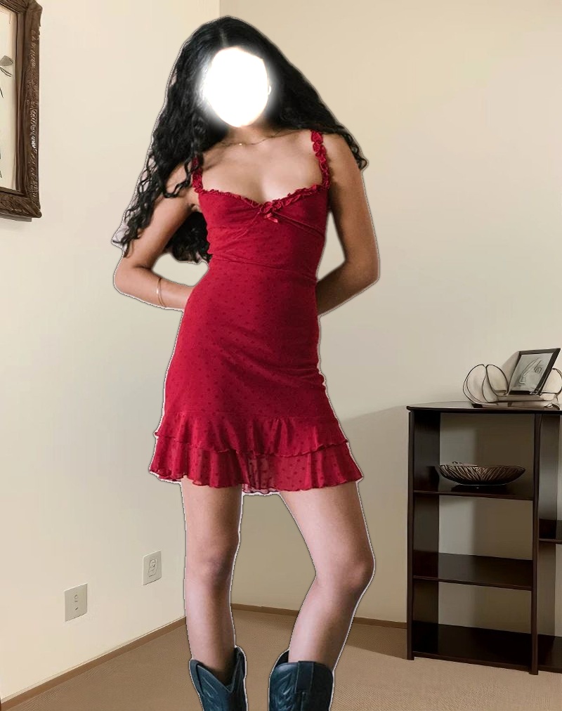 Bestari Mini Dress in Basic Polka Cherry