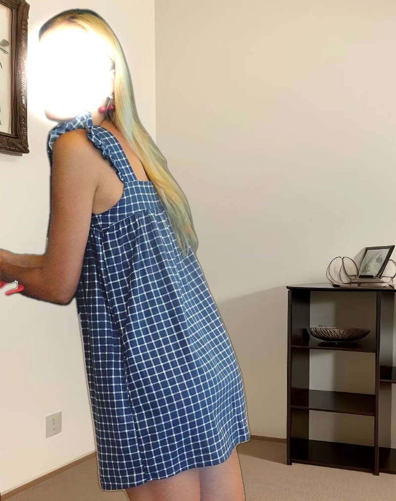 Sanaly Mini Dress in Navy Tartan Rami