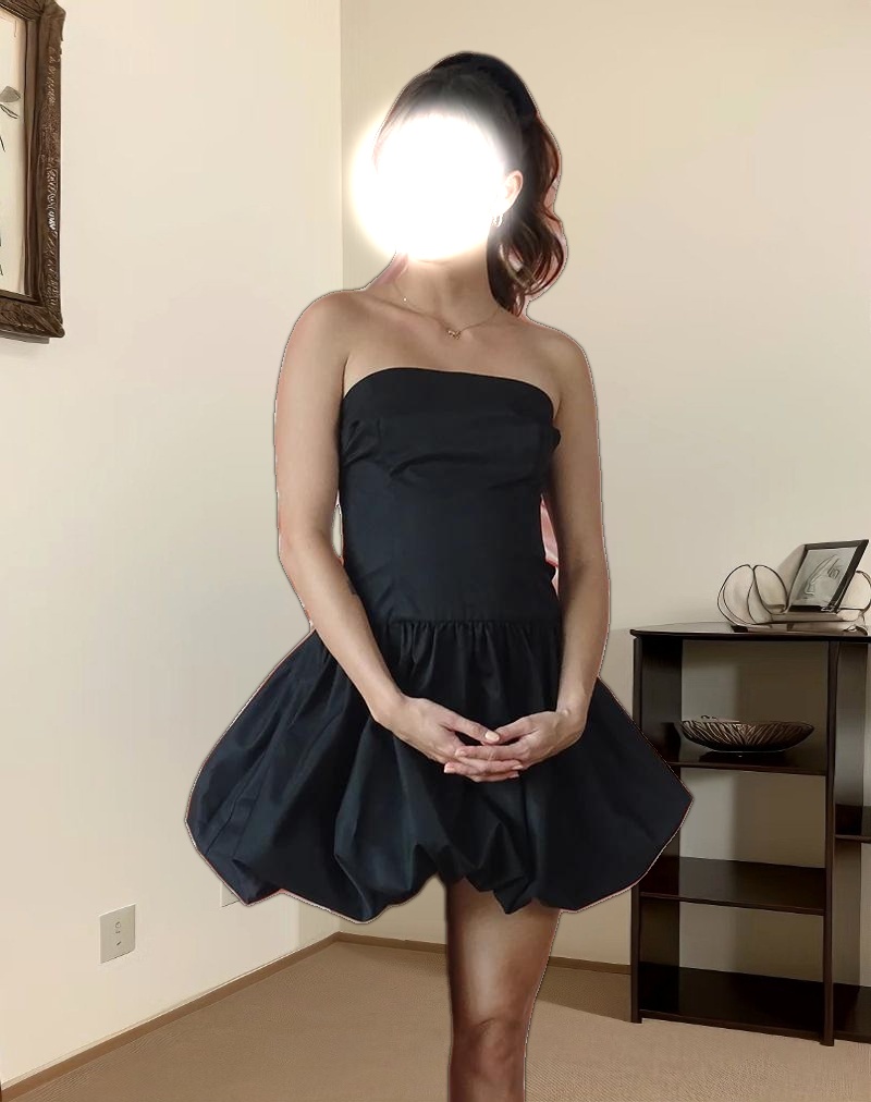 Krayofa Puffball Mini Dress in Black