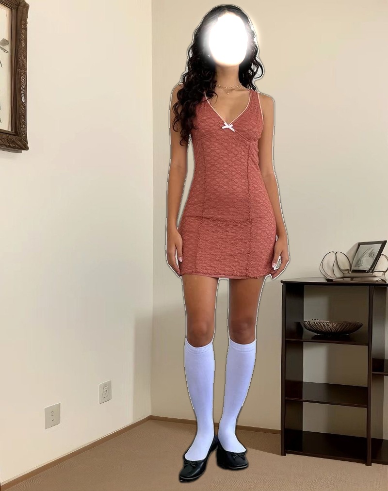 Itzy Lace Mini Dress in Withered Rose