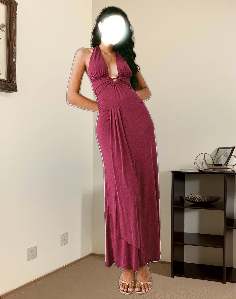 Ryoko Maxi Dress in Cupro Burgundy