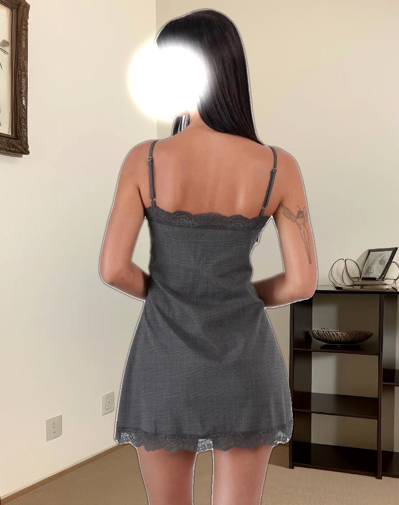 Larna Mini Dress in Check Tailoring Grey