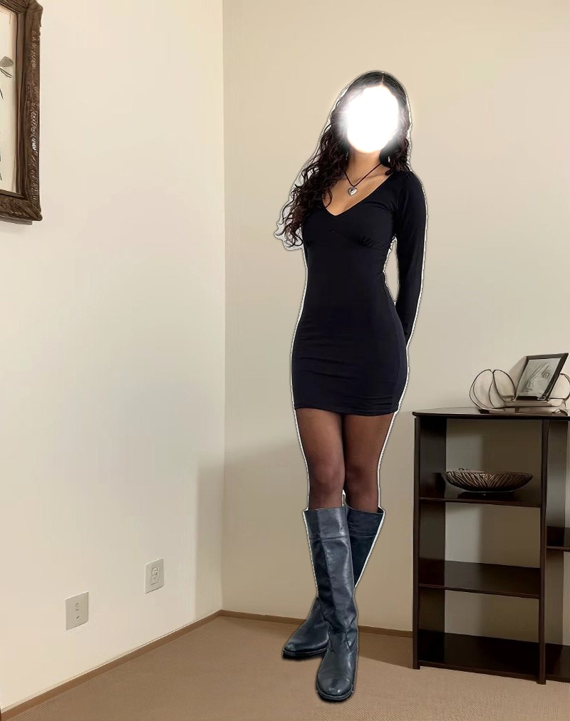 Silsali Lycra Mini Dress in Black