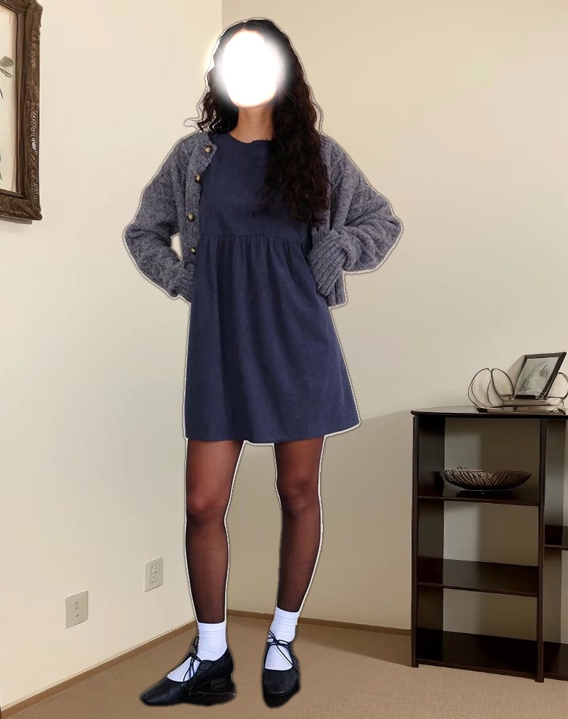 Sheba Mini Dress in Babycord Ink Blue